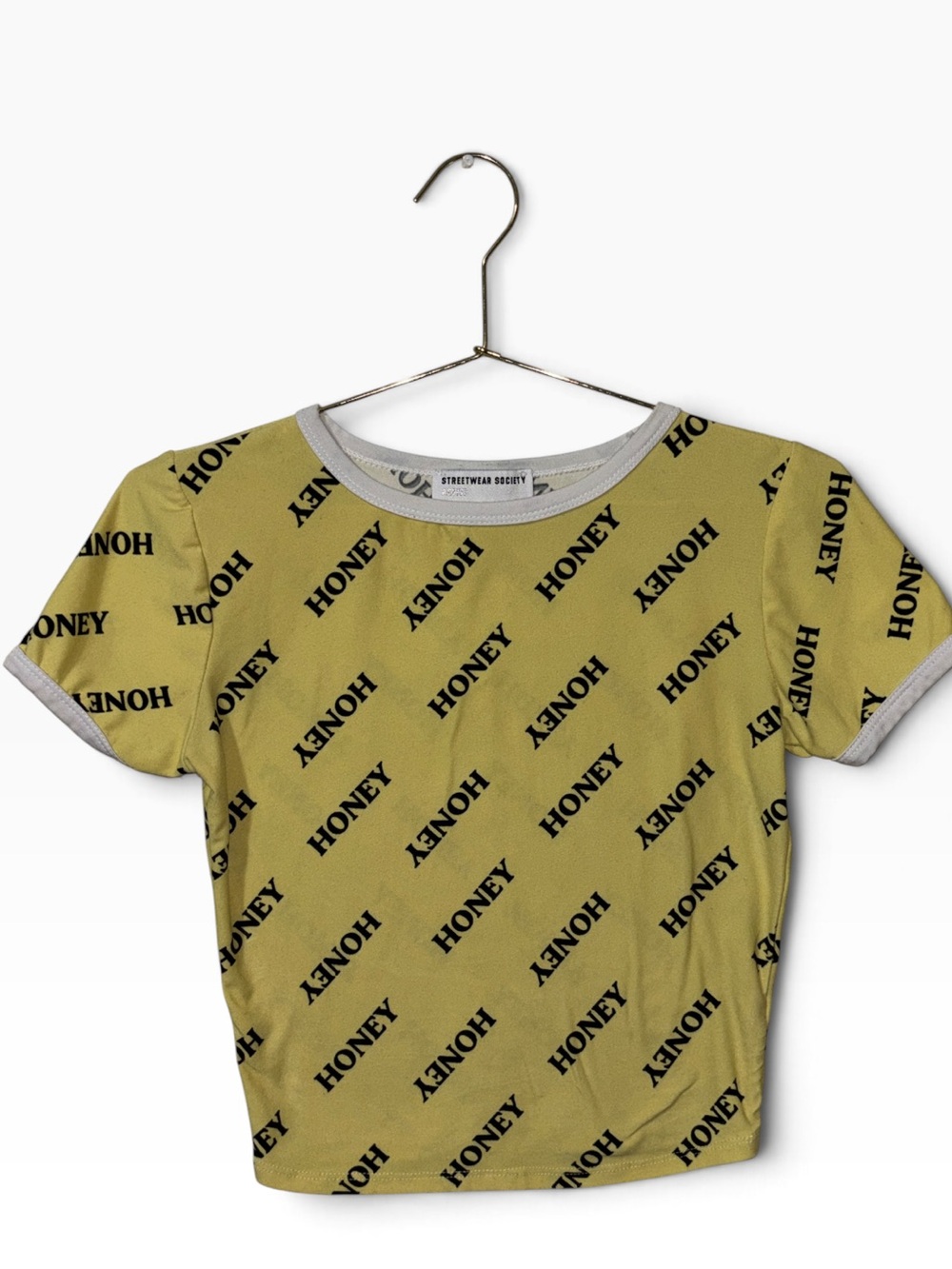 Y2K "Honey" Yellow Crop Tee Size S